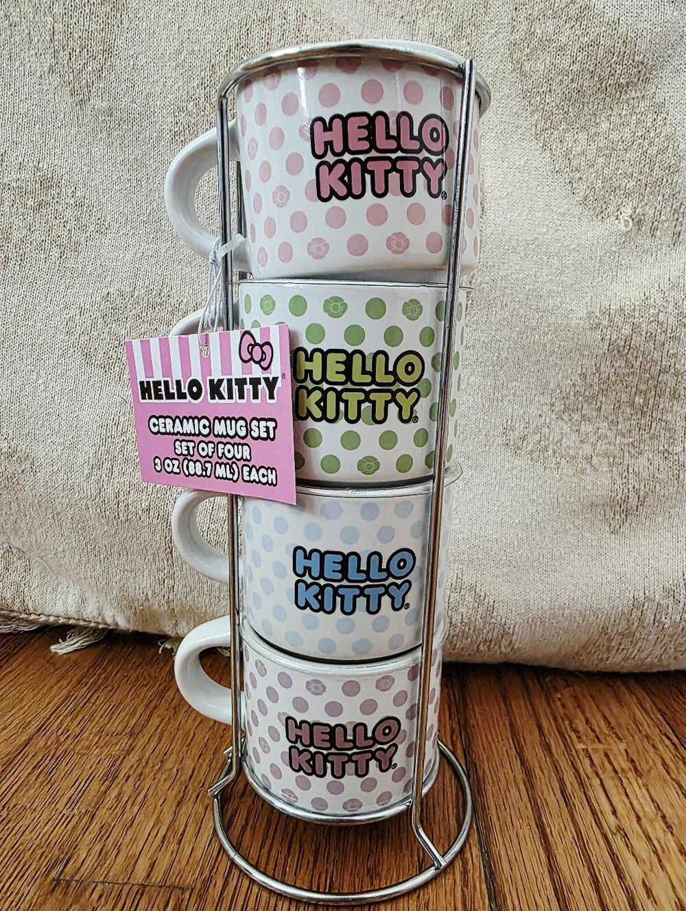Hello Kitty Pastel Stackable Mug Set - Pink, Green, Blue, Lavender